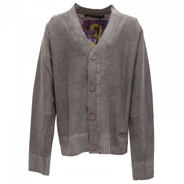 6600AB cardigan bimbo BOY DANIELE ALESSANDRINI grey garment dyed sweater kids