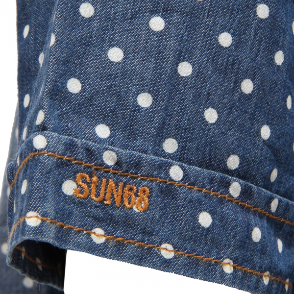 6667R  camicia bimbo SUN 68 DEMIN POIS manica corta blu denim shirt kid