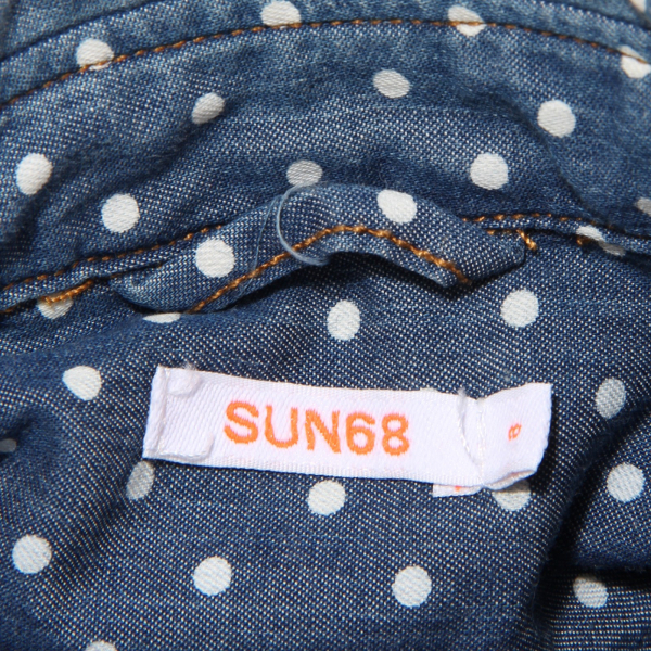 6667R  camicia bimbo SUN 68 DEMIN POIS manica corta blu denim shirt kid