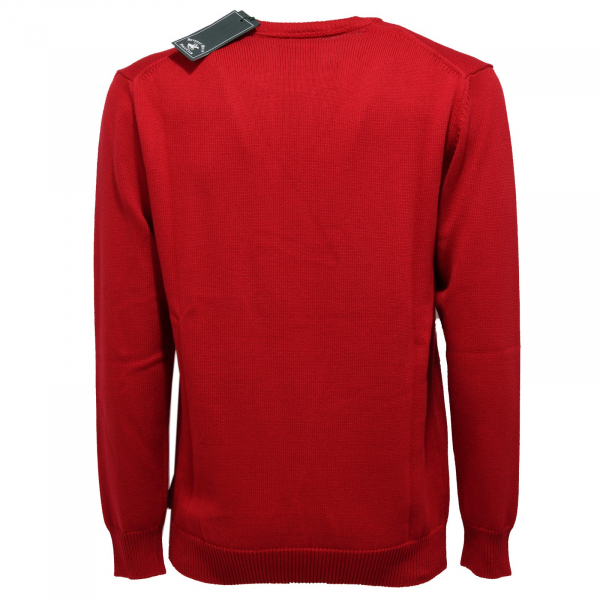 6693K maglione uomo BEVERLY HILLS POLO CLUB red vintage cotton sweater man