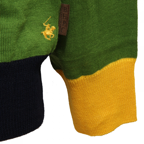 6734K maglione uomo BEVERLY HILLS POLO CLUB green mix wool sweater man