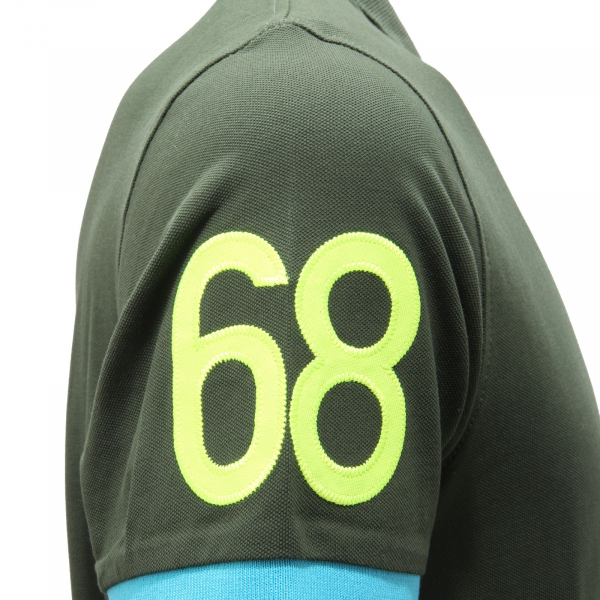 6757AF  polo uomo SUN 68 green/yellow fluo cotton blend polo-shirt men