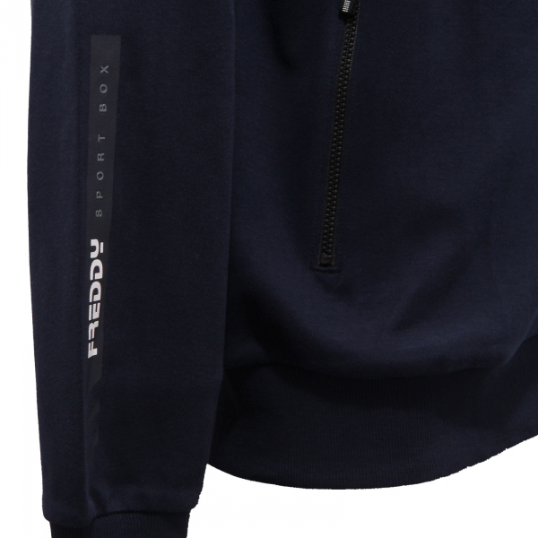 6842AG felpa uomo FREDDY blue jersey cotton full zip sweatshirt man
