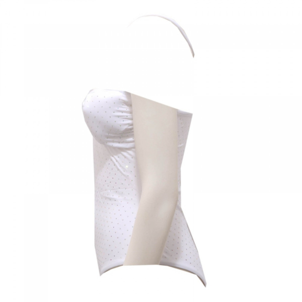 7052AH costume donna SUNDEK off white rhinestone swimsuit woman