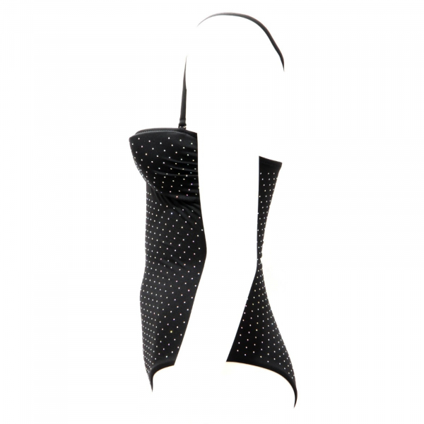 7071AH costume donna SUNDEK black rhinestone swimsuit woman