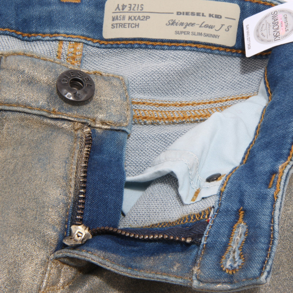 7123S jeans bimba DIESEL blu oro lucido pantalone skinny pant trouser kid