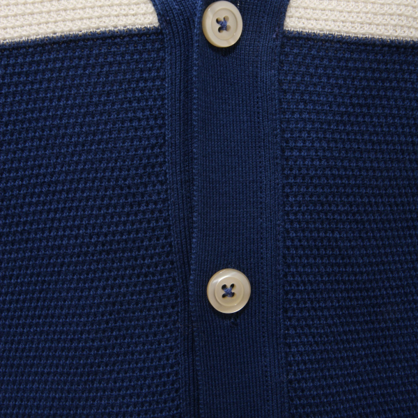 7161AC cardigan uomo MC LAUREN cotton blue/white v-neck sweater men