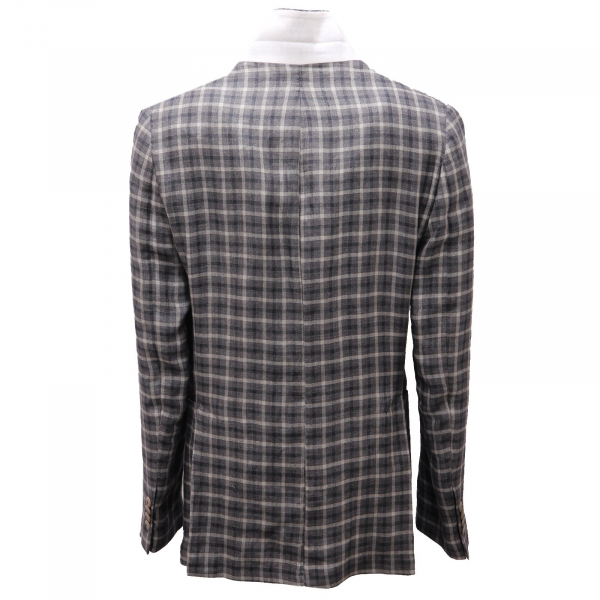 giacca uomo LIU JO grey/blue check linen jacket man