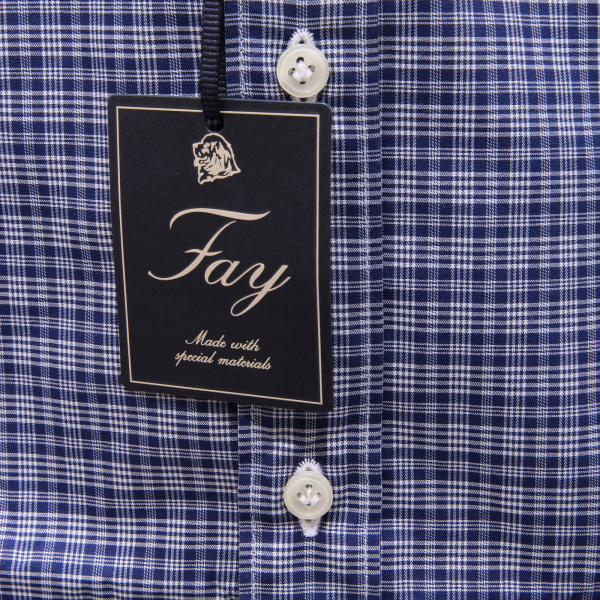 7439AC camicia uomo FAY cotton blue/white checked shirt men