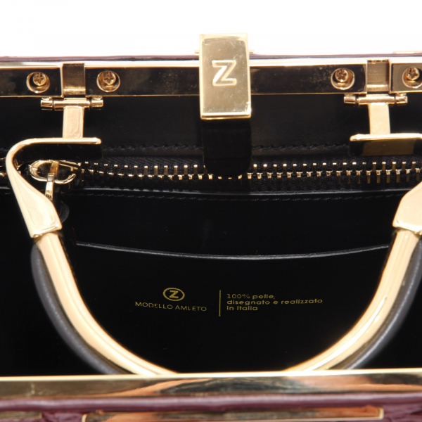 7442AD borsa donna ZANCHETTI AMLETO NO DUSTBAG burgundy eel leather bag woman