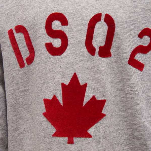 7444Y maglia bimbo boy DSQUARED2 cotton grey/red t-shirt long sleeve
