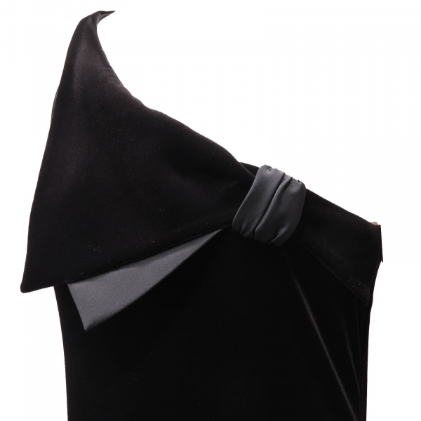 7544AF abito monospalla lungo donna EMPORIO ARMANI black velvet dress women