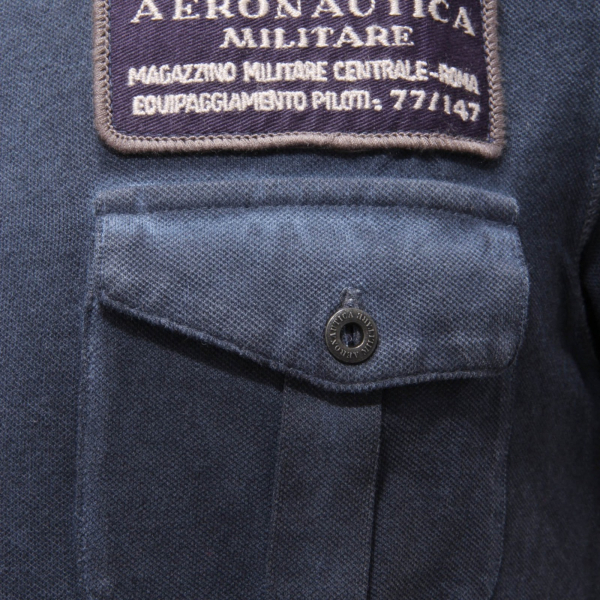 7602AL polo uomo AERONAUTICA MILITARE man vintage effect  polo-shirt blue