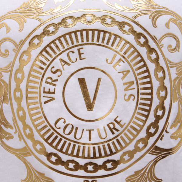 7608AG maglia uomo VERSACE JEANS COUTURE white/gold print t-shirt man