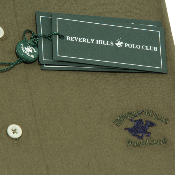 7626K camicia uomo BEVERLY HILLS POLO CLUB green shirt cotton man