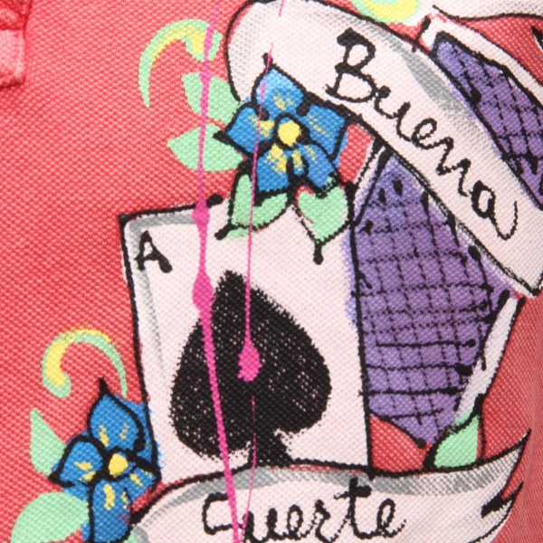 7644AF polo uomo BOB pink hand-painted cotton polo-shirt man