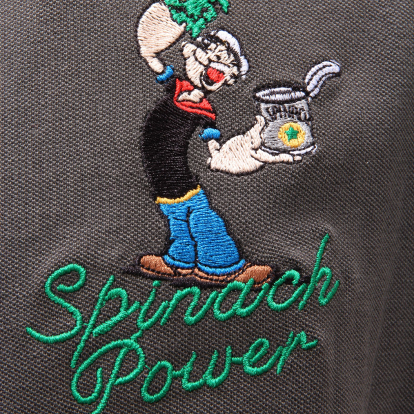 7661AF polo uomo BOB POPEYE dark grey embroidered cotton polo-shirt man