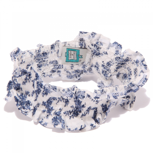 7713W fascia cerchietto bimba girl CHIUSO X FERIE floral white/blue hairband