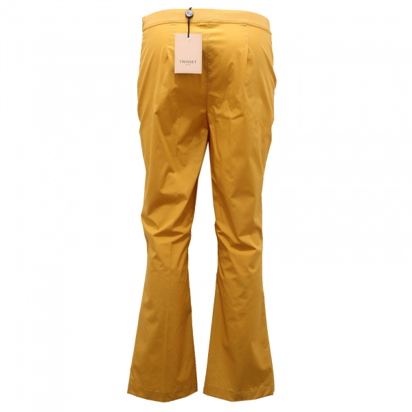7719AE pantalone donna TWIN-SET mustard yellow cotton trouser woman