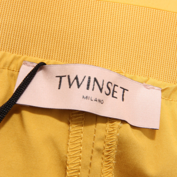 7719AE pantalone donna TWIN-SET mustard yellow cotton trouser woman