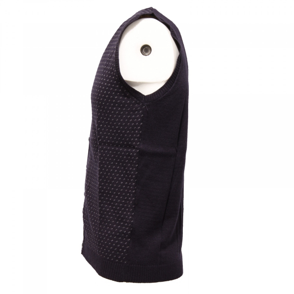 gilet uomo TOUCH BACK mix wool blue/white waistcoat man