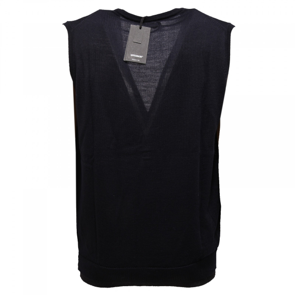 7727J gilet uomo OFFICINA36 mix wool blue/grey waistcoat man