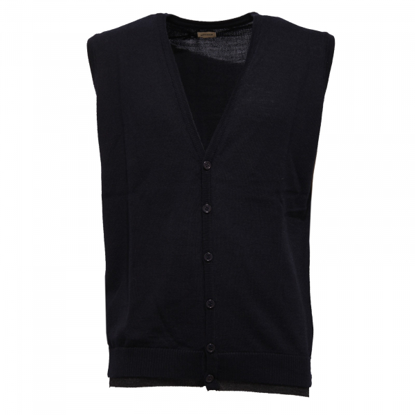7727J gilet uomo OFFICINA36 mix wool blue/grey waistcoat man