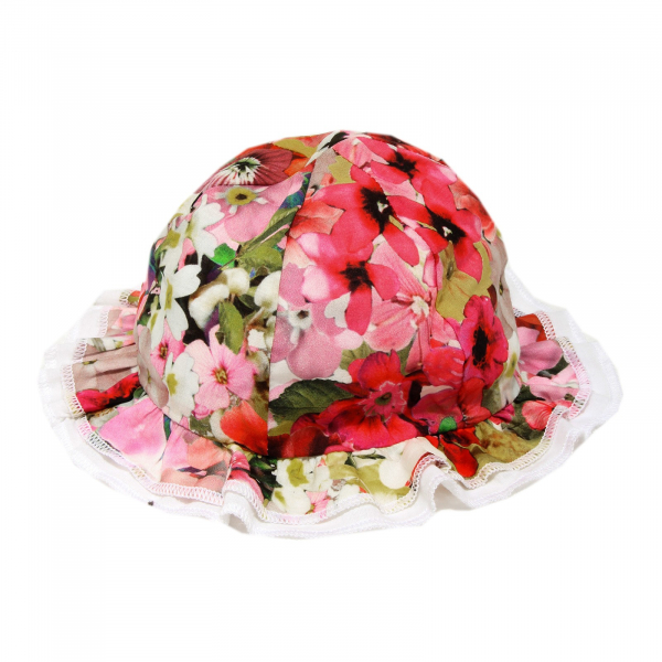 7738G cappellino bimba bianco fiori BLUMARINE BABY JEANS cappello cotone hat kid