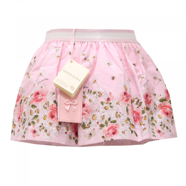 7740AC gonna bimba girl MONNALISA pink cotton skirt kid