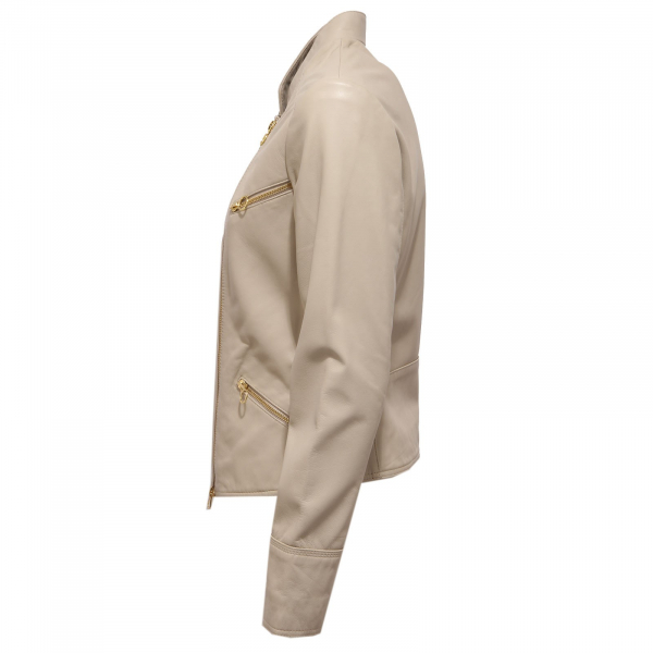 7750AB giubbotto donna PINKO leather beige jacket