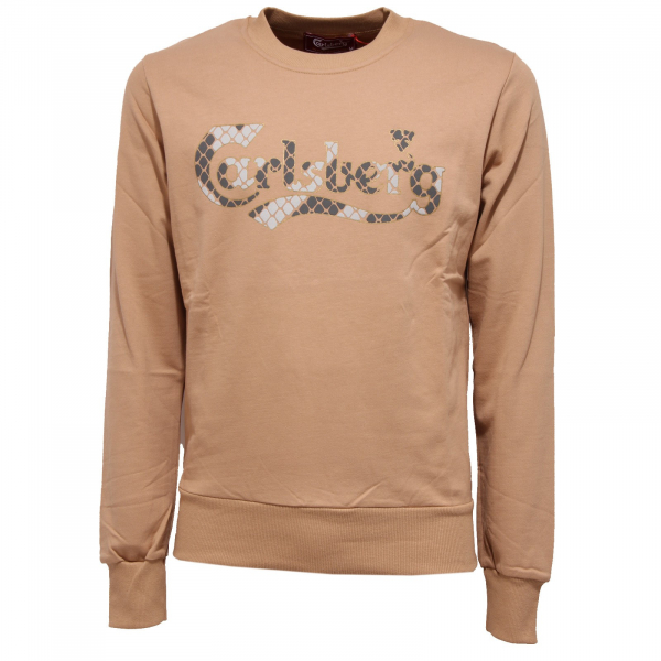 7751K felpa uomo CARLSBERG beige cotton sweatshirt man