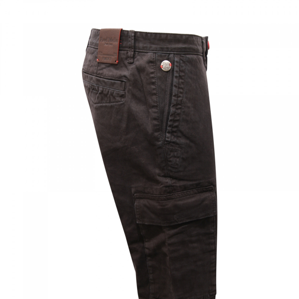 7764AQ pantalone cargo uomo FRED MELLO SLIM man trousers black delavè