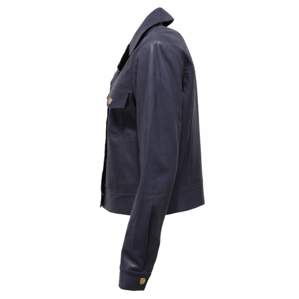 7769J giubbotto donna MICHAEL KORS blue navy vintage effect leather jacket woman