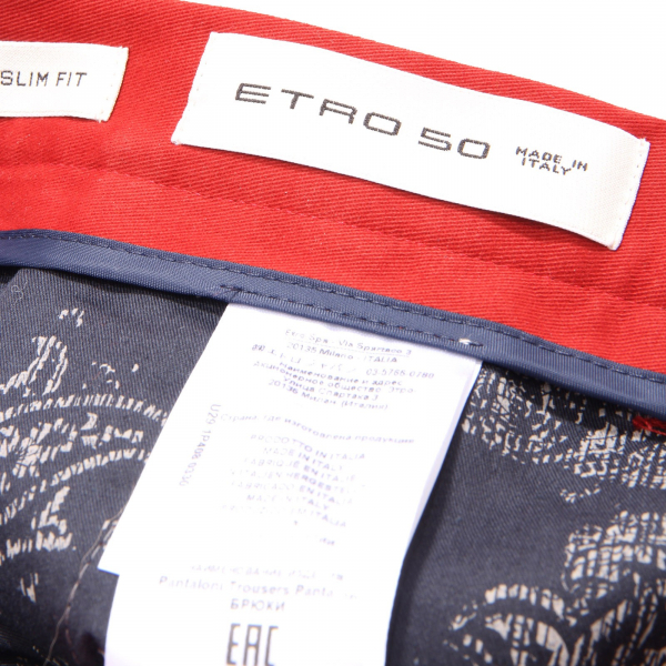 7795AD pantalone uomo ETRO SLIM FIT dark red cotton trouser man