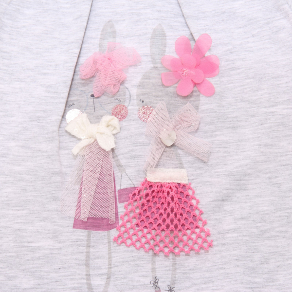 7911AD abito bimba girl NANAN grey/pink jersey dress kids