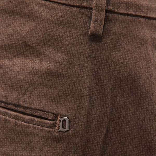 8153AF pantalone uomo DONDUP brown patterned cotton trouser man