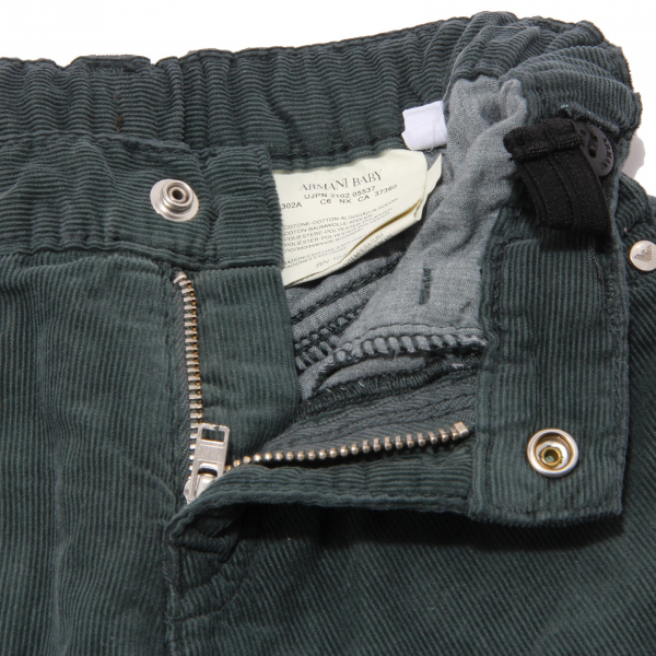 8218U pantalone bimbo ARMANI BABY green velvet trouser pant kid