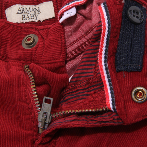 8222U pantalone bimbo ARMANI BABY bordeaux velvet trouser pant kid