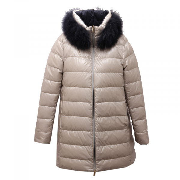 8376AC giubbotto donna HERNO REVERSIBLE BLUE/BEIGE piumino jakcet women