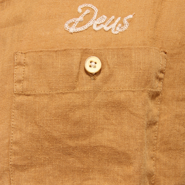 8421AA camicia uomo DEUS EX MACHINA linen brown GARMENT DYED shirt man