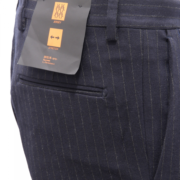 8460AG pantalone uomo BRIGLIA SLIM FIT blue jersey pinstripe trouser man