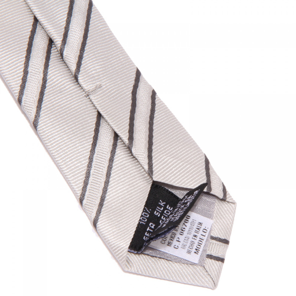 8600W cravatta uomo EPSILON silk silver tie men