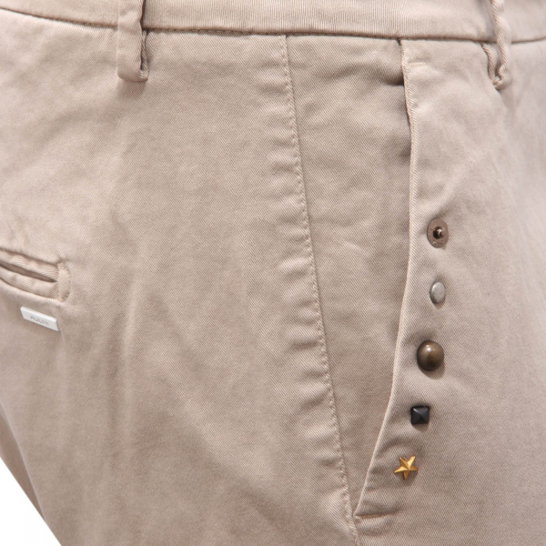 8679AG pantalone uomo AGLINI beige cotton stud trouser man