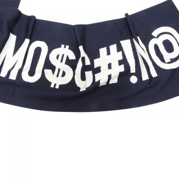 8684AQ sciarpa uomo MOSCHINO man wool blend scarf blue/white
