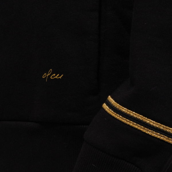 8703AA felpa uomo OFFICINA36 black cotton full zip hoodie raw cut sweatshirt man