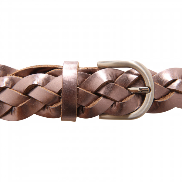 8764 CINTURA INTRECCIATA DONNA NO BRAND WOMAN LEATHER BELT BRONZE