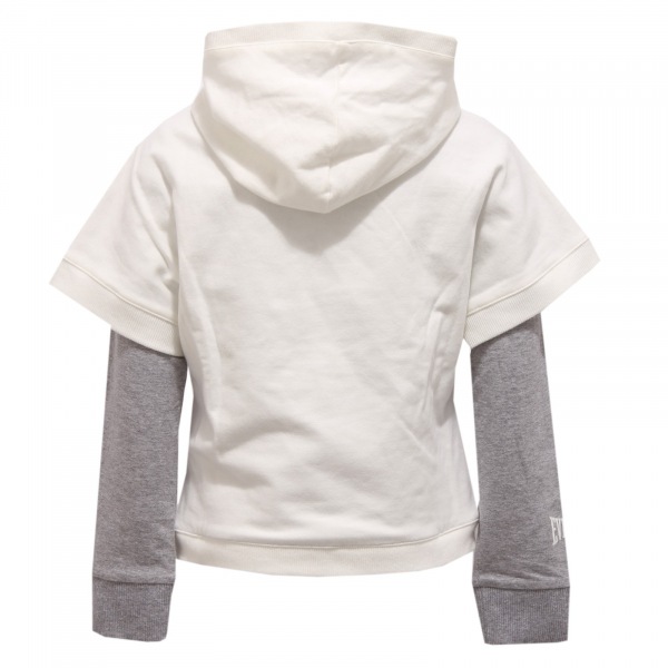 8806V felpa con maglia bimba EVERLAST white/grey cotton sweatshirt girl kid