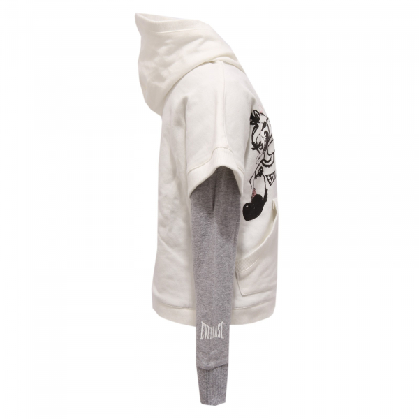 8806V felpa con maglia bimba EVERLAST white/grey cotton sweatshirt girl kid
