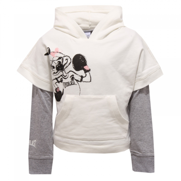 8806V felpa con maglia bimba EVERLAST white/grey cotton sweatshirt girl kid