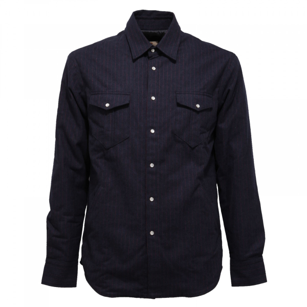 8833AB giacca camicia uomo GUY ROVER blue/bordeaux stripes shacket men